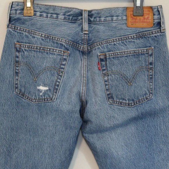 Levi's 501 T Floral Embroidered Tapered Jeans Medium Wash Women's Size 28 H11510 - Picture 7 of 12